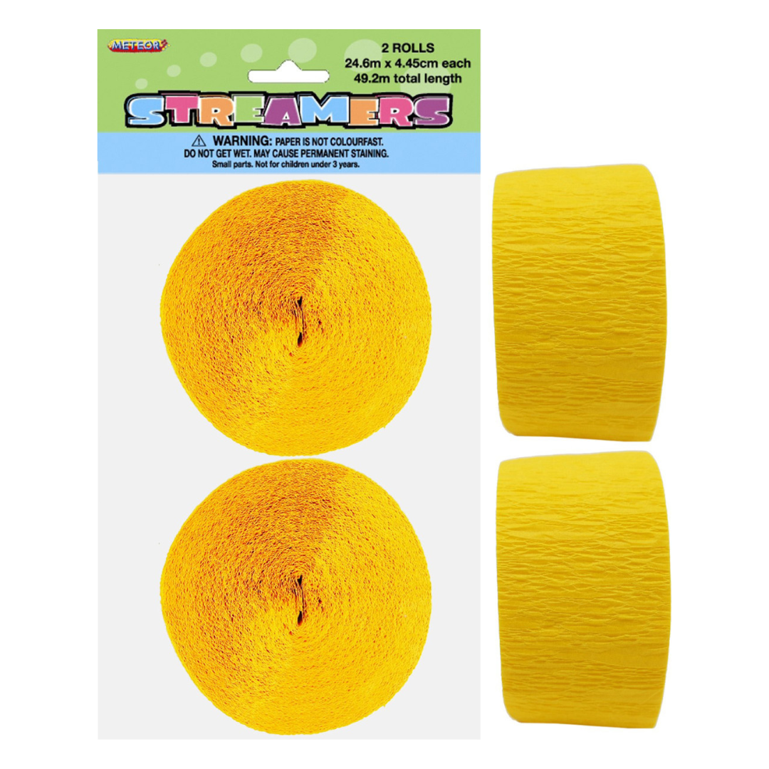 Crepe Streamers Sunflower Yellow 81ft Pkt2